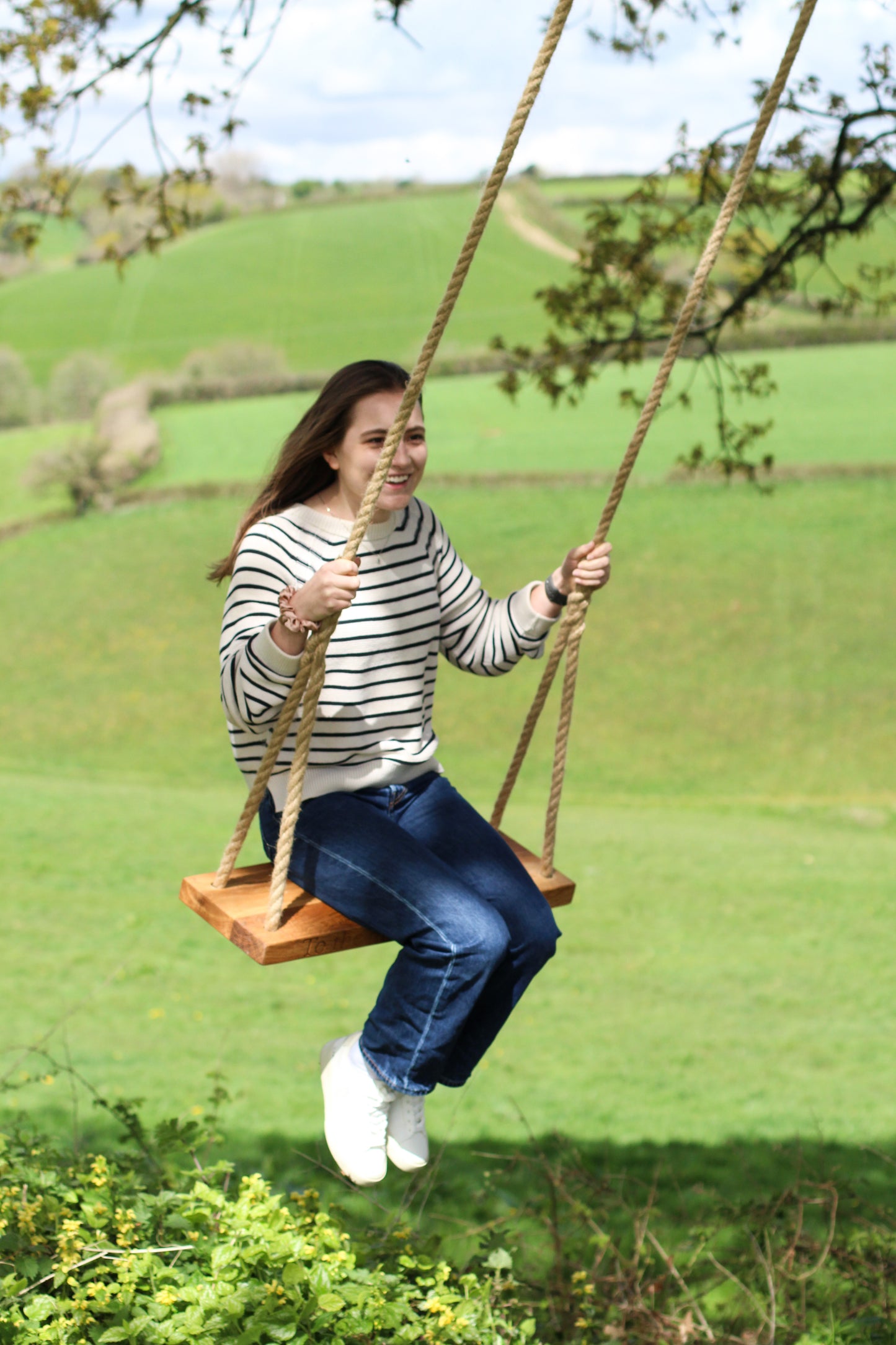 Handcrafted Oak Swing with Personalised Engraving