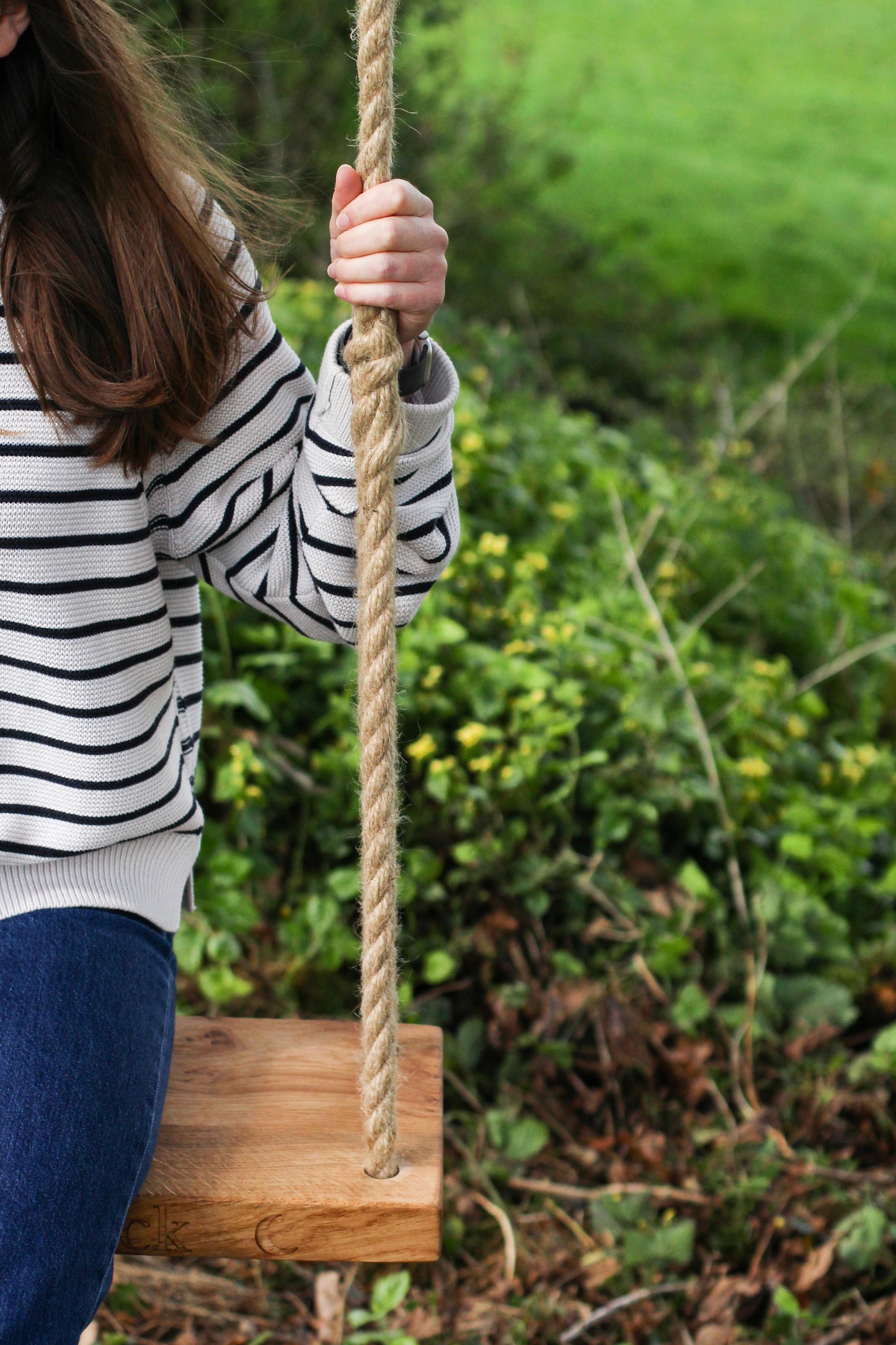 Handcrafted Oak Swing with Personalised Engraving