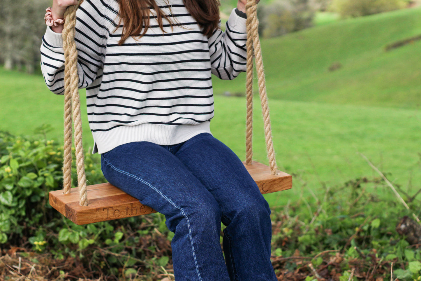 Handcrafted Oak Swing with Personalised Engraving