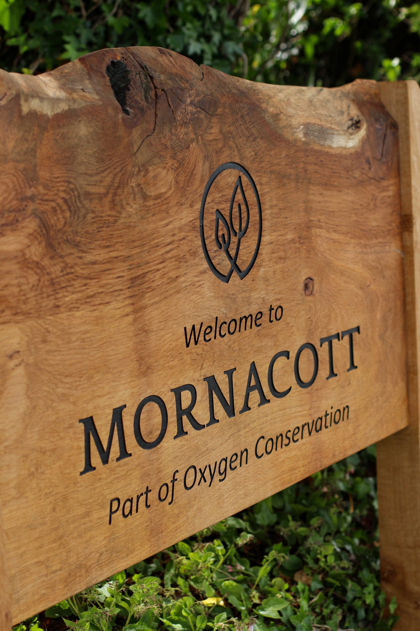 Engraved Live Edge Oak Entrance Signage