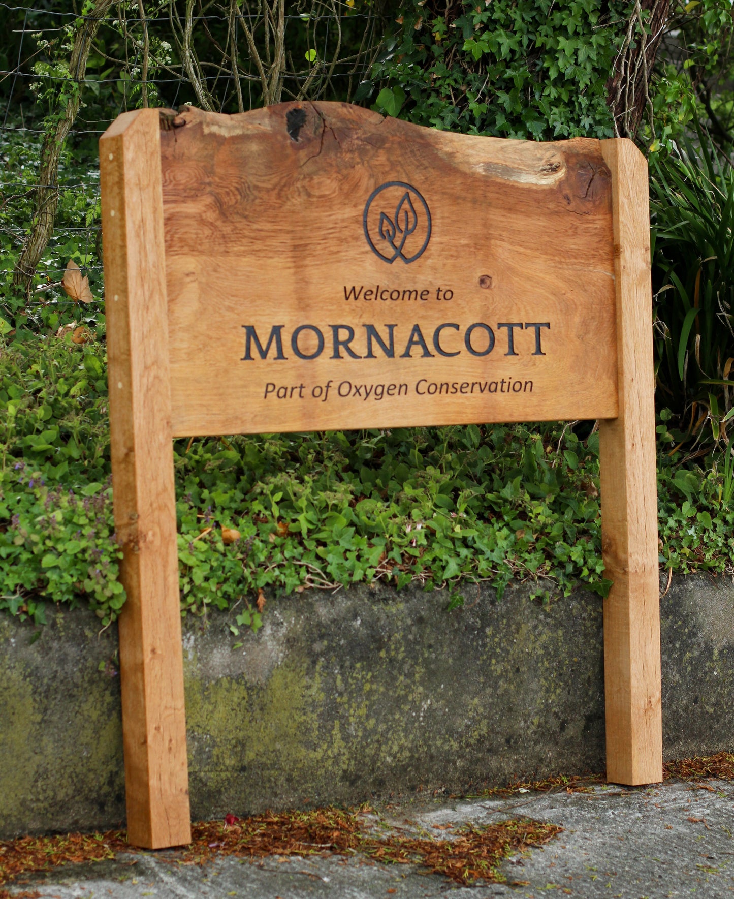Engraved Live Edge Oak Entrance Signage