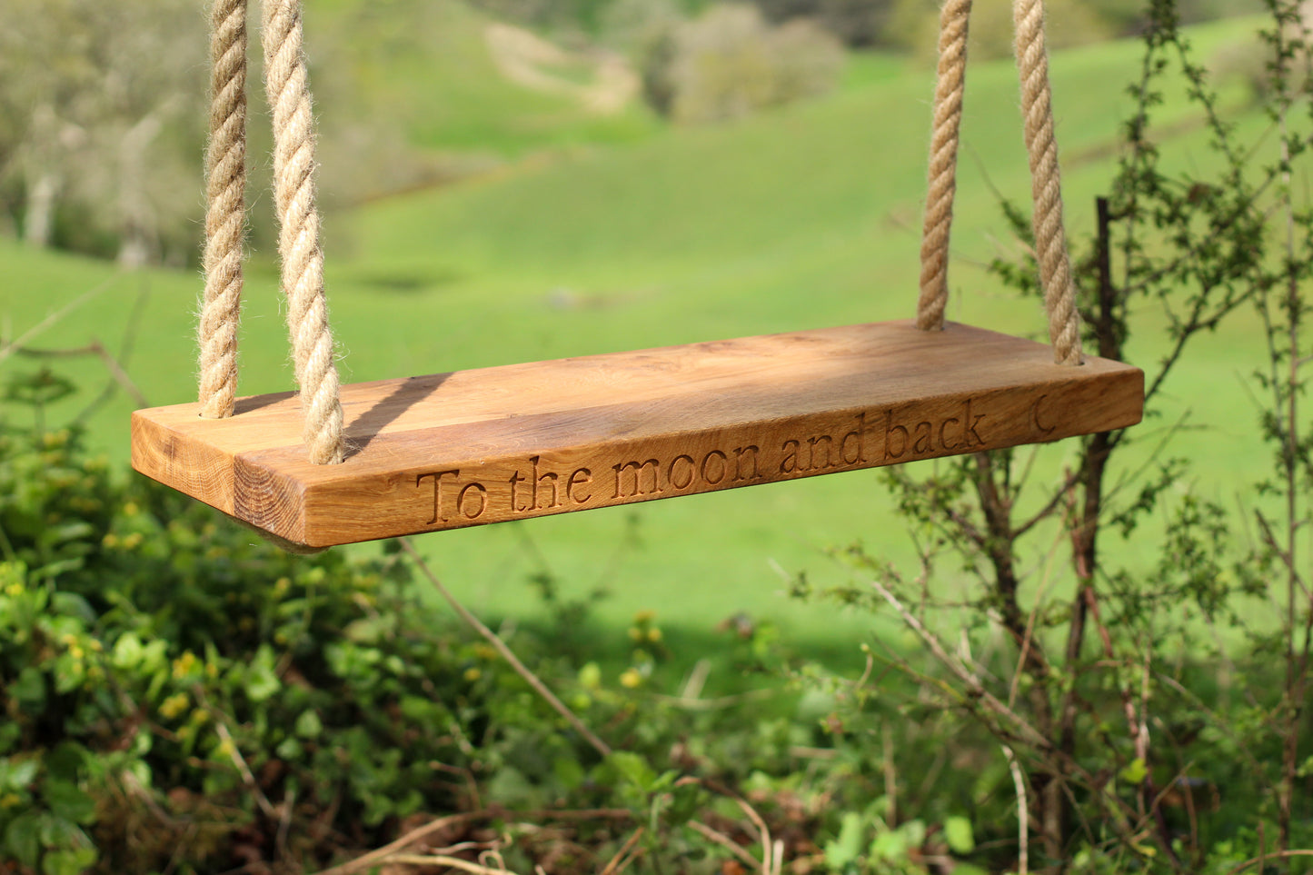 Handcrafted Oak Swing with Personalised Engraving