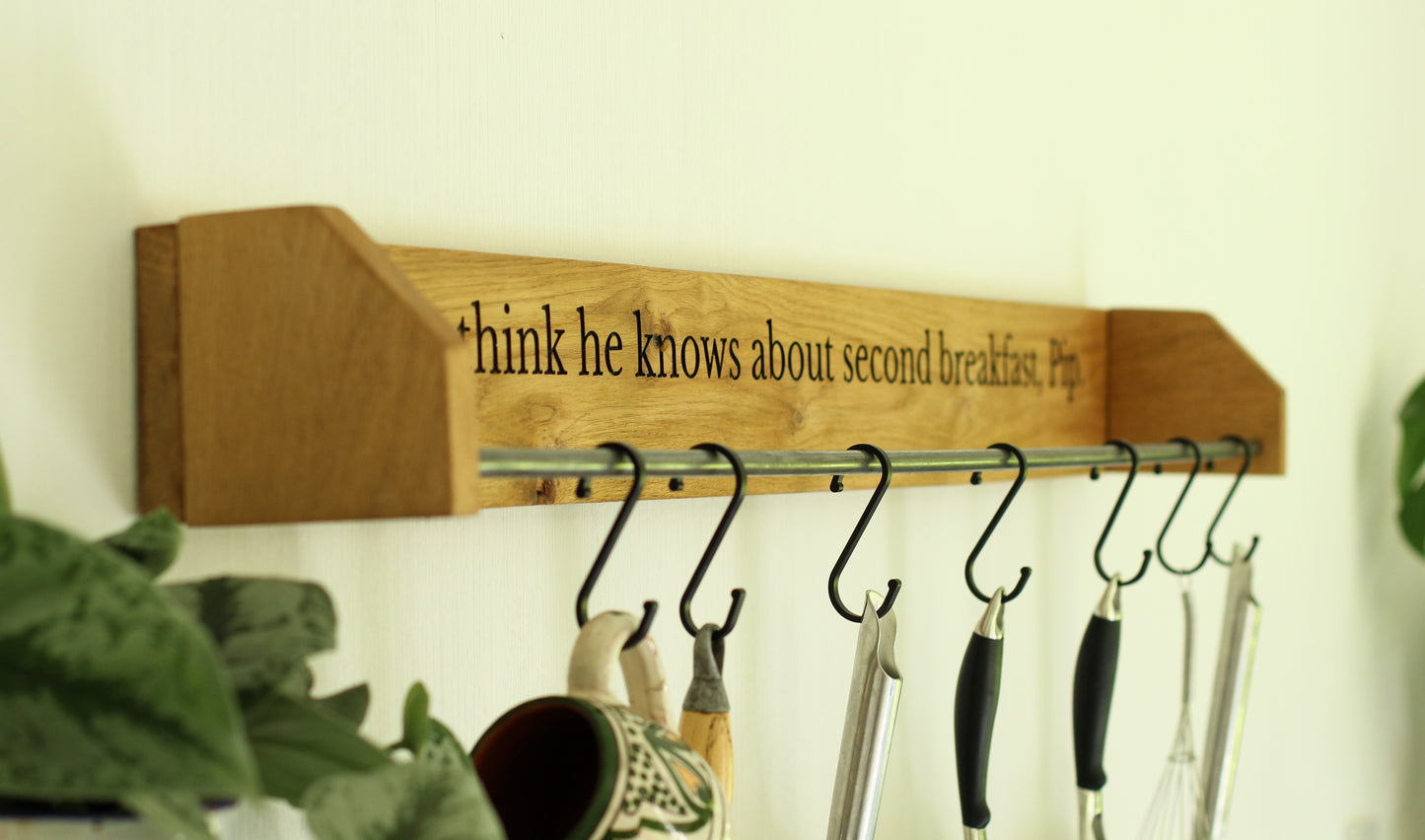 Custom Engraved Farmhouse Kitchen Pan Hanger – Handmade from Dartmoor Oak