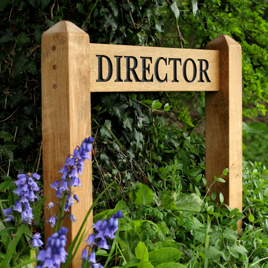 Bespoke Solid Oak Two Post Sign – Custom Font & Traditional Mortise Joinery