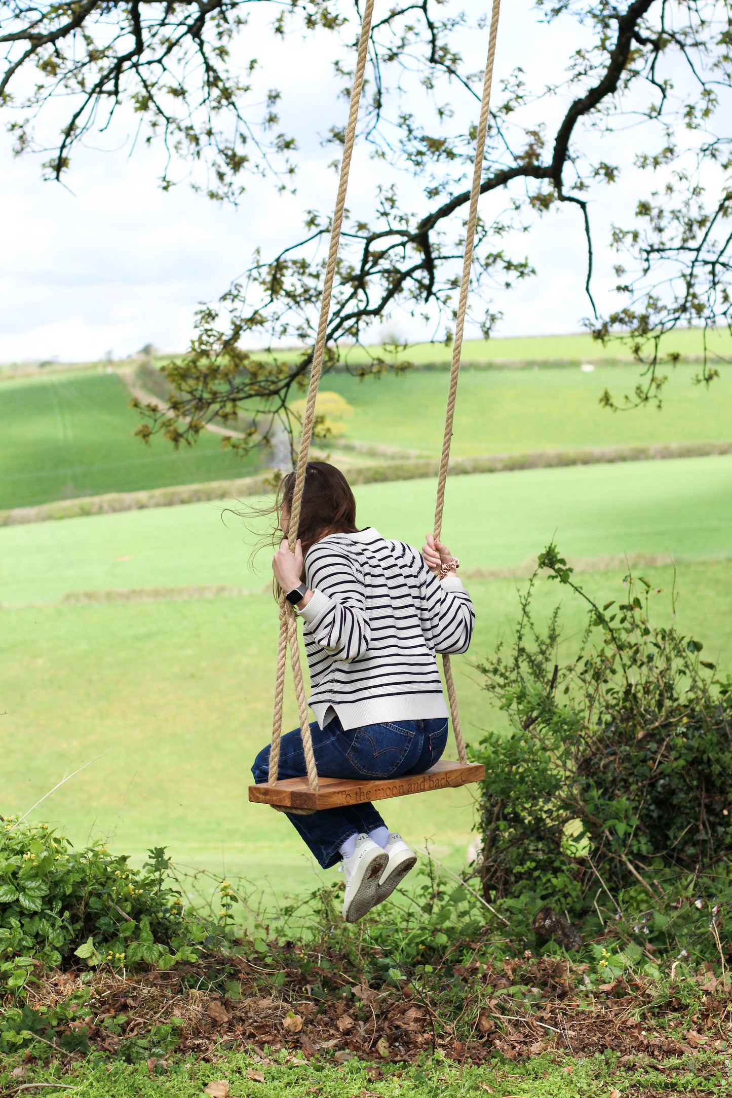 Handcrafted Oak Swing with Personalised Engraving