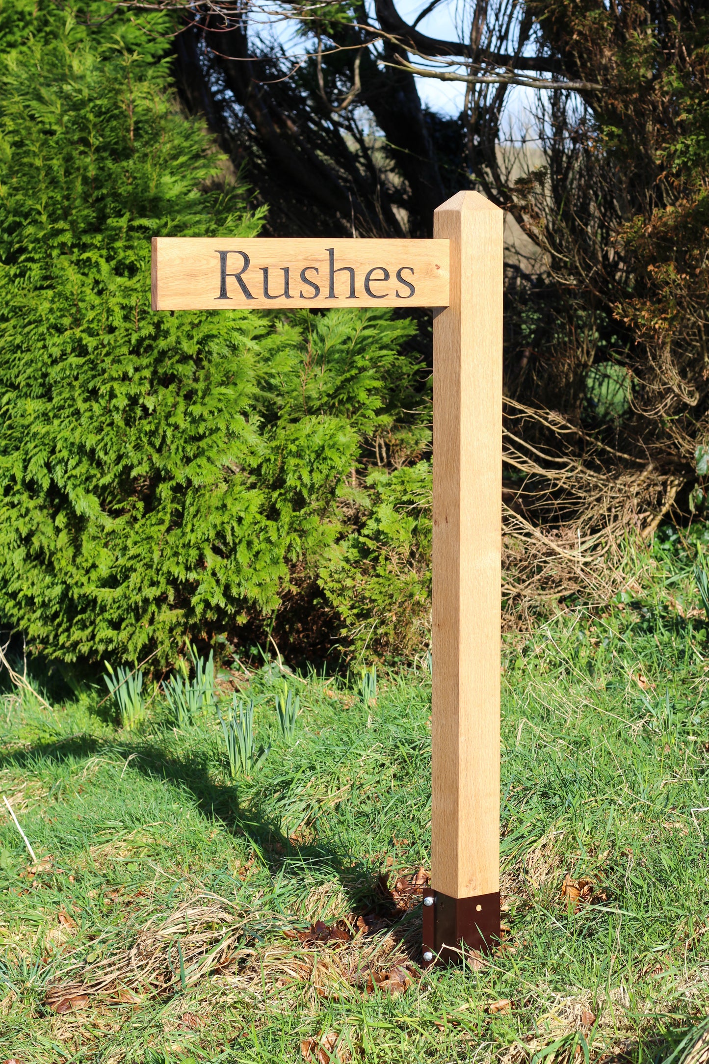 Directional Engraved Oak House Sign Post