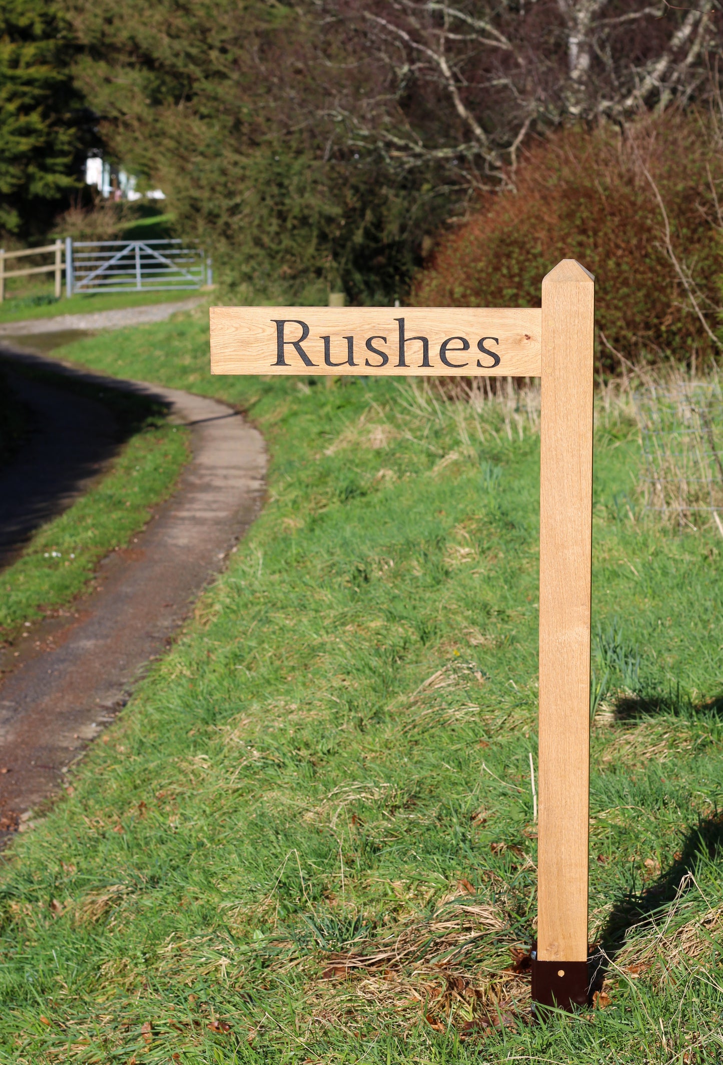 Directional Engraved Oak House Sign Post