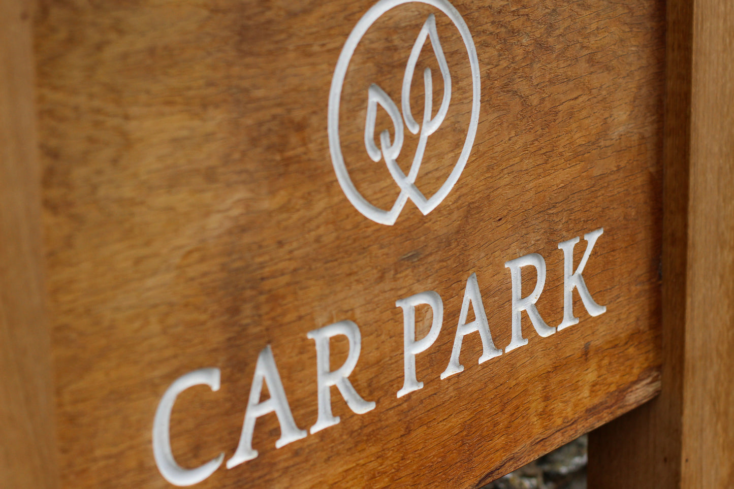 Engraved Live Edge Oak Entrance Signage