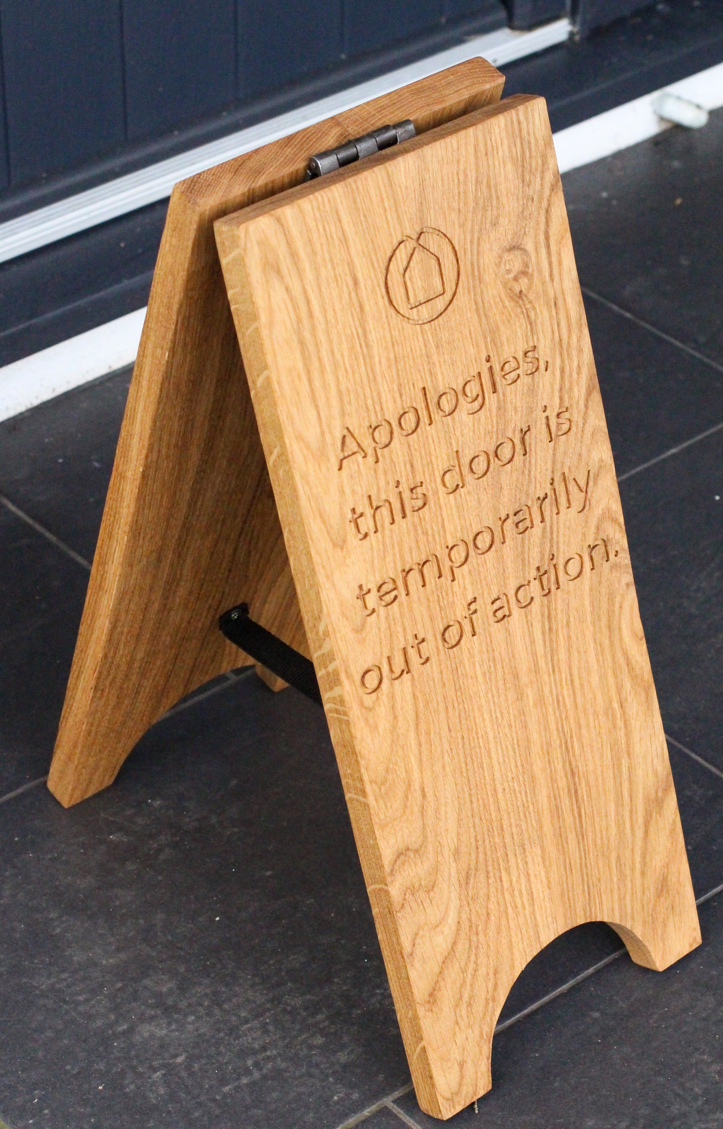 Solid Oak A-Board Sign – Double-Sided Engraved Pavement Sign