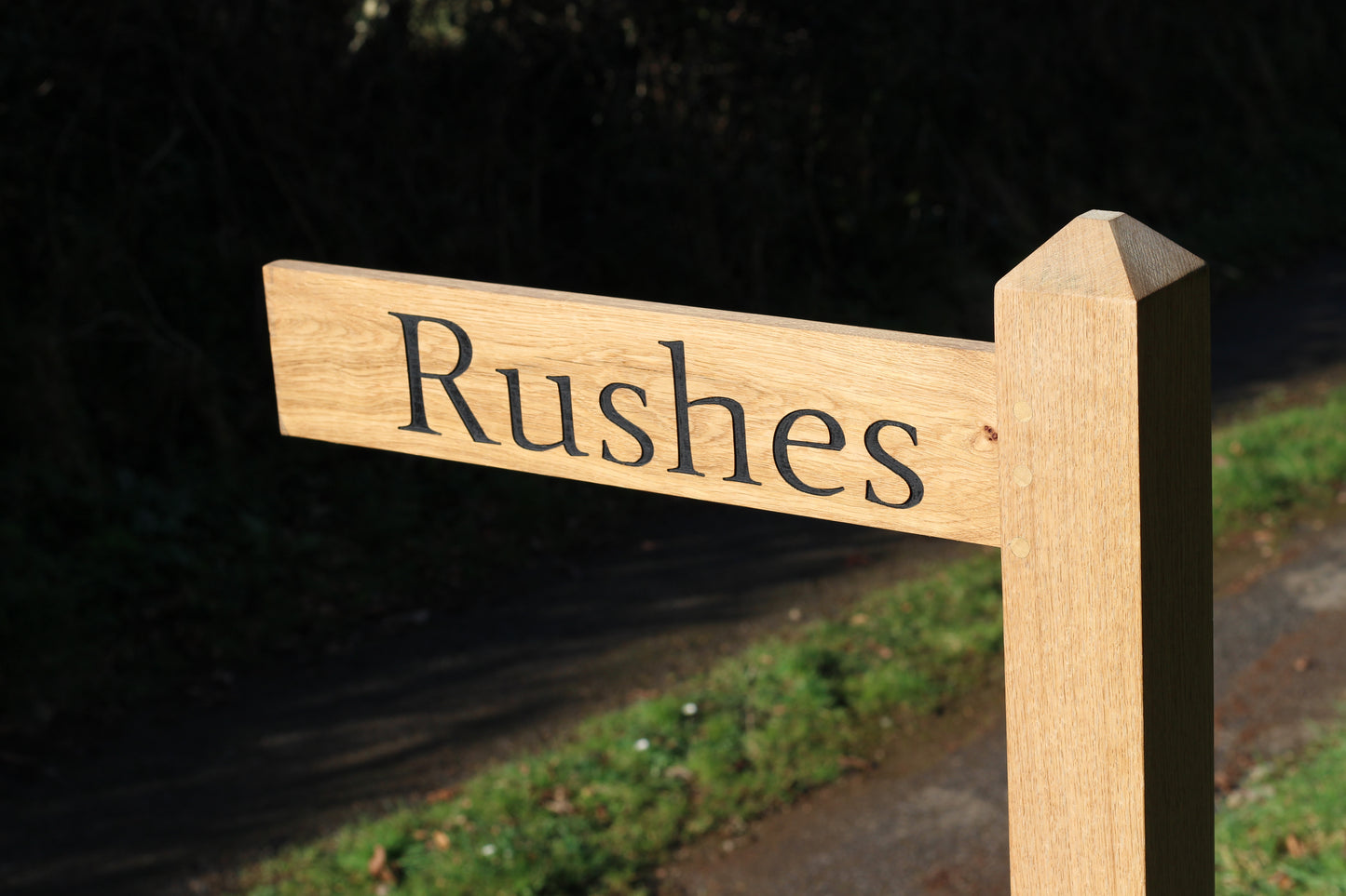 Directional Engraved Oak House Sign Post