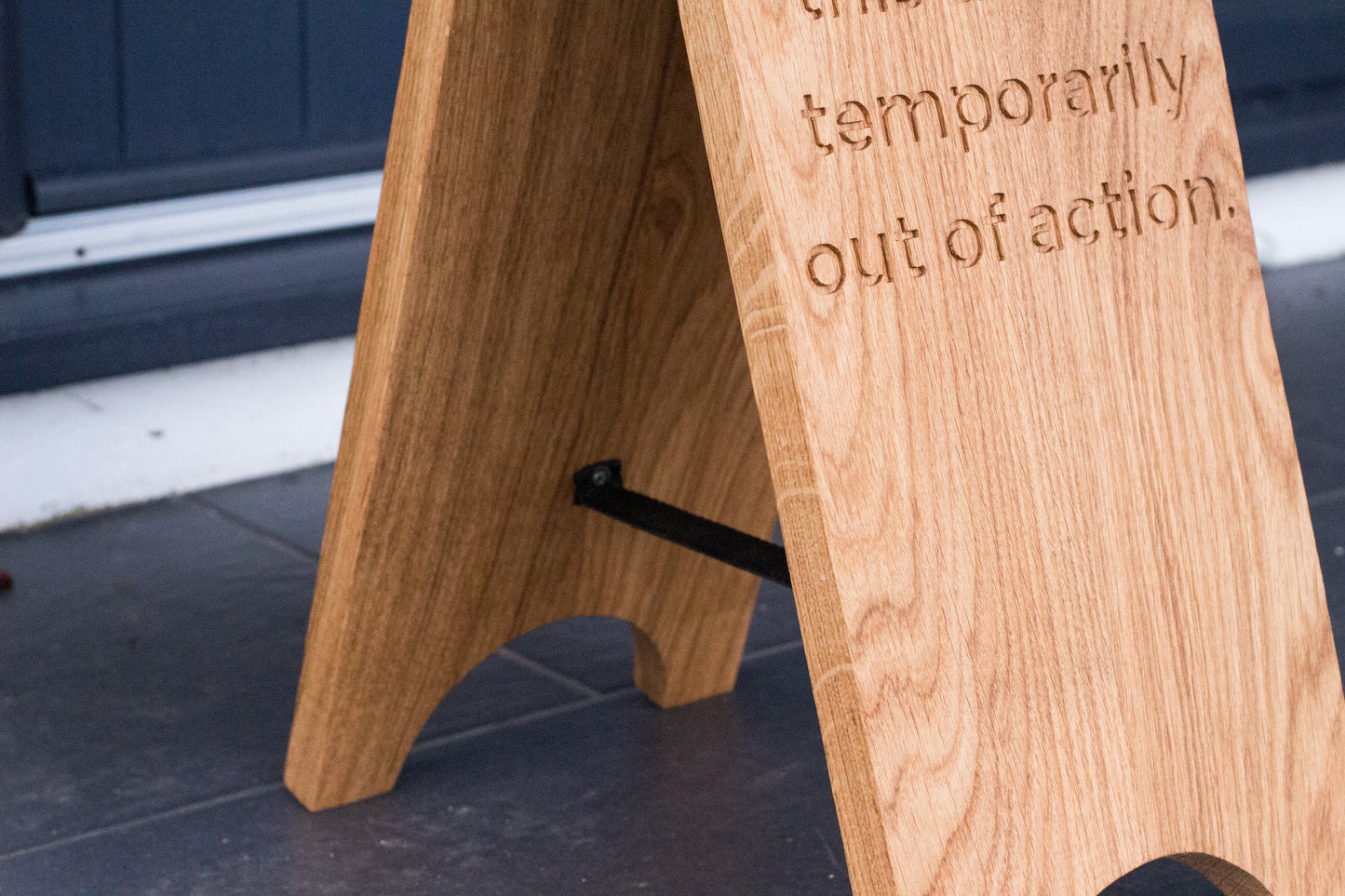 Solid Oak A-Board Sign – Double-Sided Engraved Pavement Sign