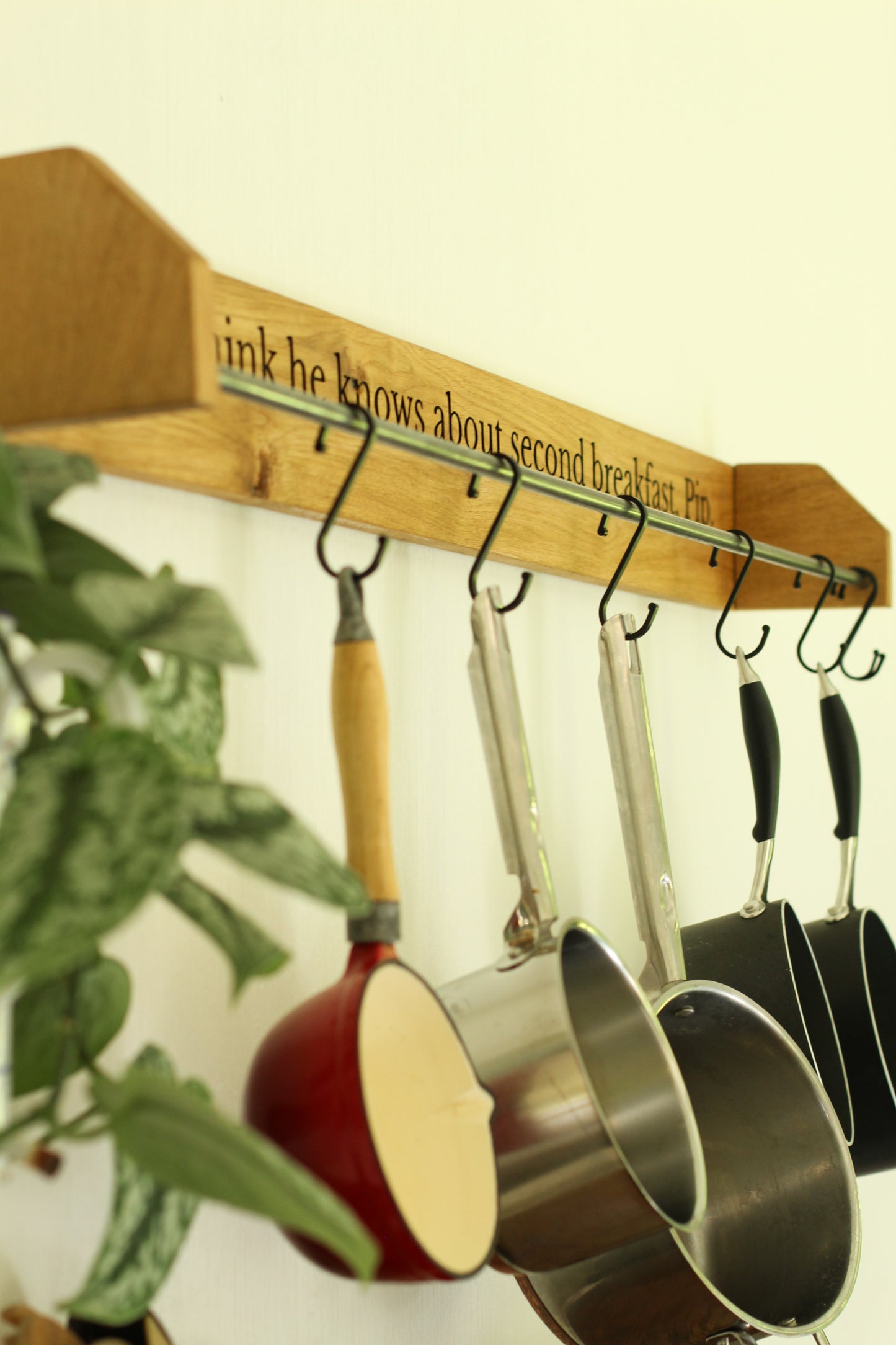 Custom Engraved Farmhouse Kitchen Pan Hanger – Handmade from Dartmoor Oak