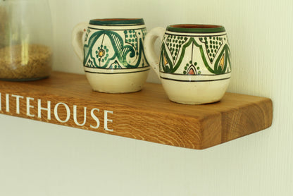 Personalised Engraved Floating Shelf made from Dartmoor Oak
