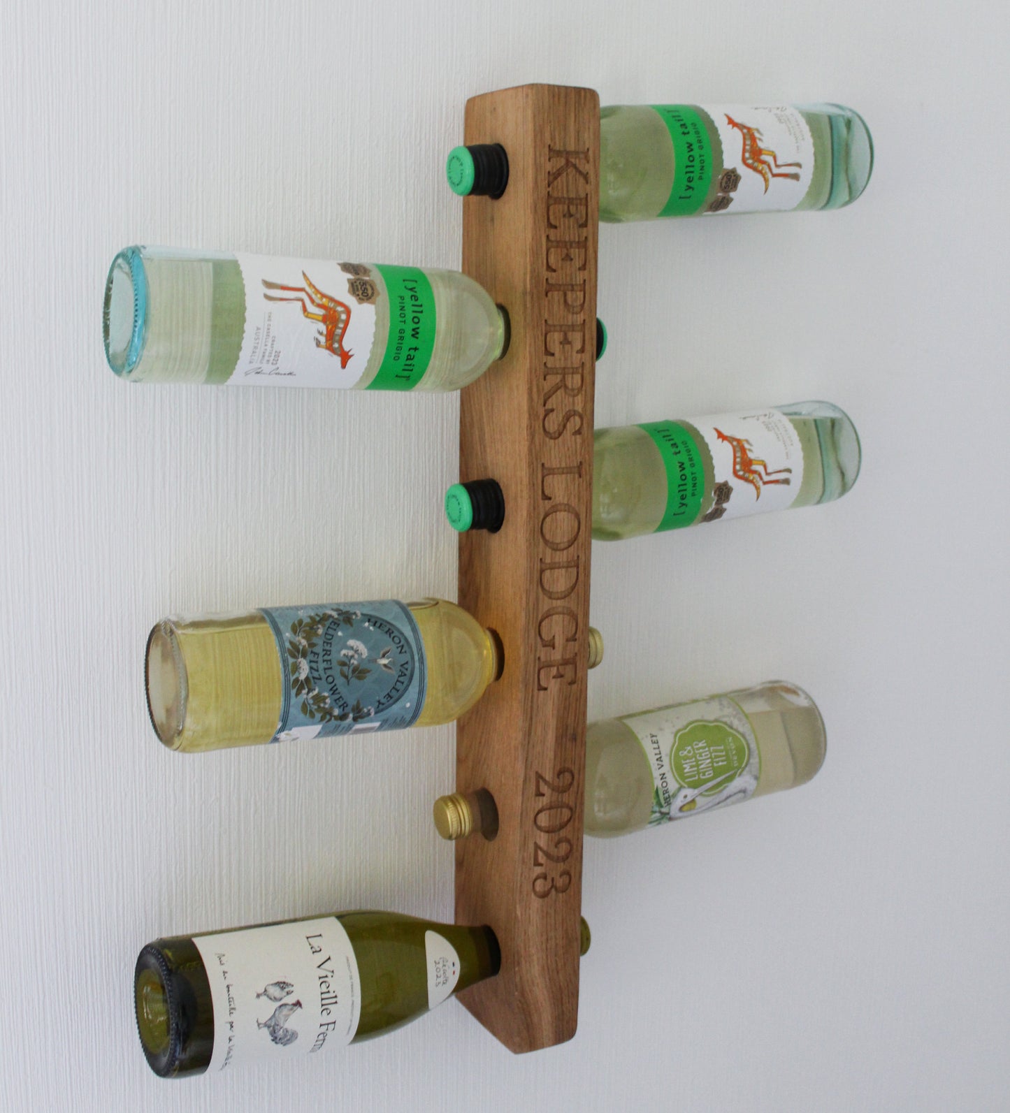 Engraved Wooden Wine Rack | Wall Mounted