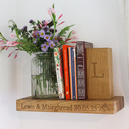 Dartmoor Oak with Personalised Engraved Floating Shelf