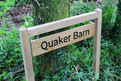 Traditional Swinging Wooden Outdoor Swinging Sign with Two Posts
