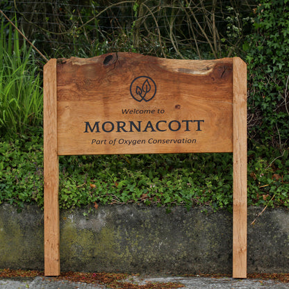 Engraved Live Edge Oak Entrance Signage