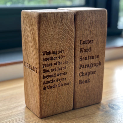 Personalised Oak Book Ends