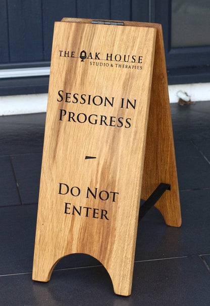Solid Oak A-Board Sign – Double-Sided Engraved Pavement Sign