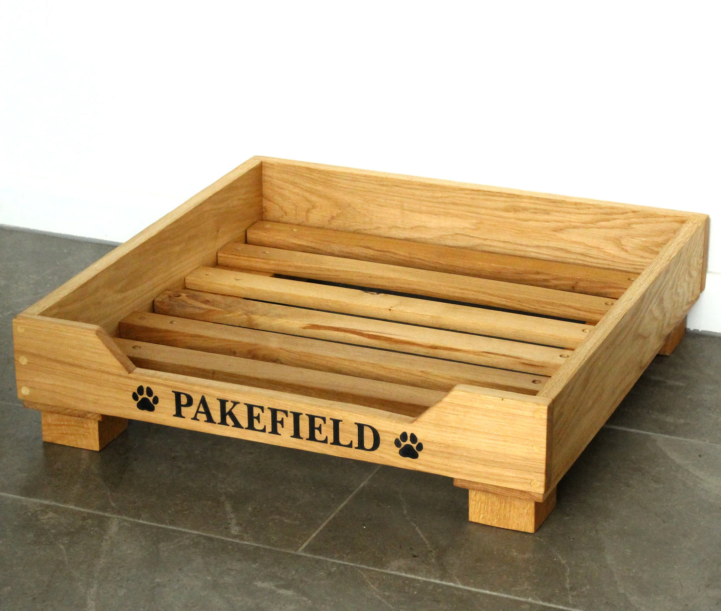 Solid Oak Engraved and Customised Dog Bed