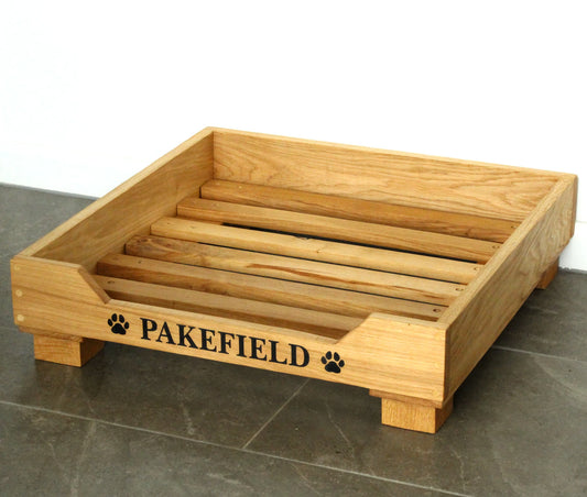 Solid Oak Engraved and Customised Dog Bed