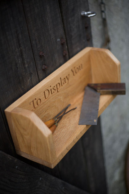 Custom Farmhouse Style Engraved Oak Shelf