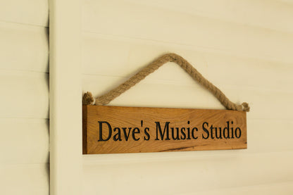 Rustic Bespoke Wooden Hanging Sign with Hessian Rope