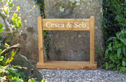 Portable Engraved Oak Sign