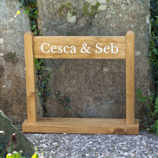 Portable Engraved Oak Sign