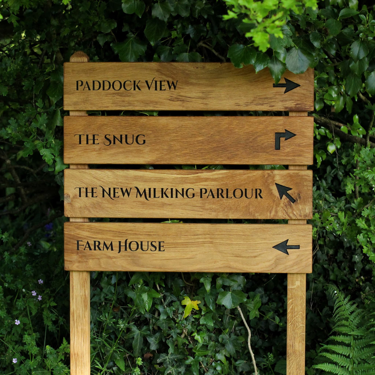 Ladder Tiered Wide Slatted Wooden Sign