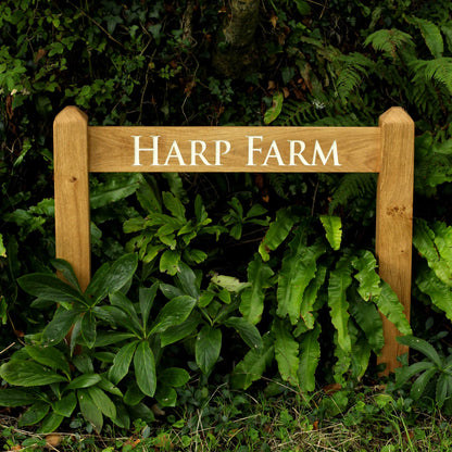 Bespoke Solid Oak Two Post Sign – Custom Font & Traditional Mortise Joinery