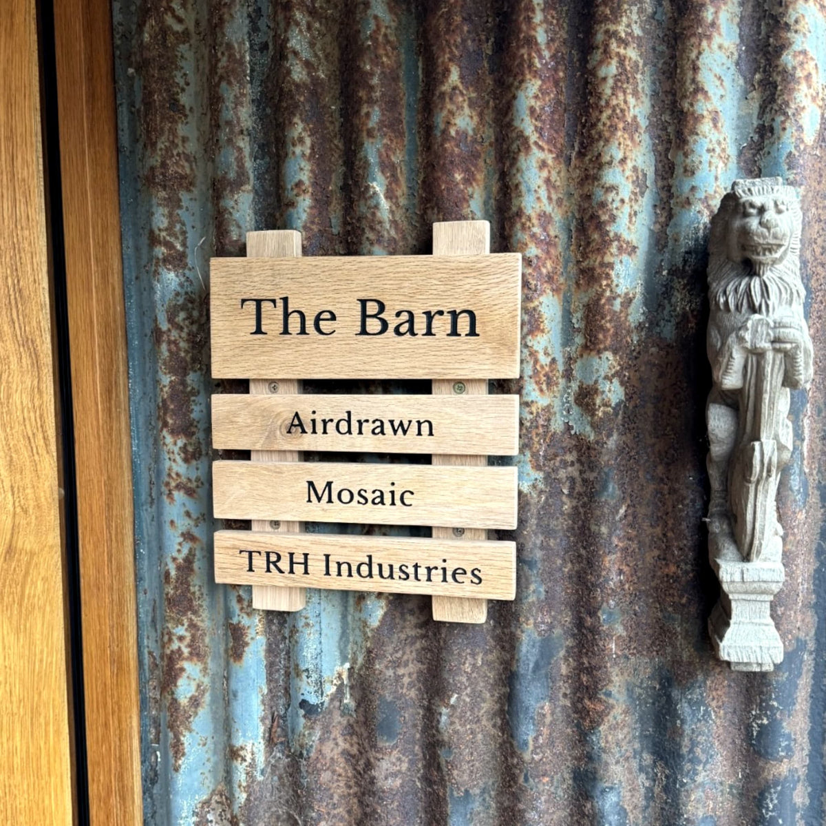 Wall-Mounted Ladder Tiered Slatted Wooden Sign