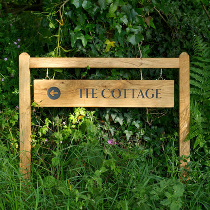 Traditional Swinging Wooden Outdoor Swinging Sign with Two Posts