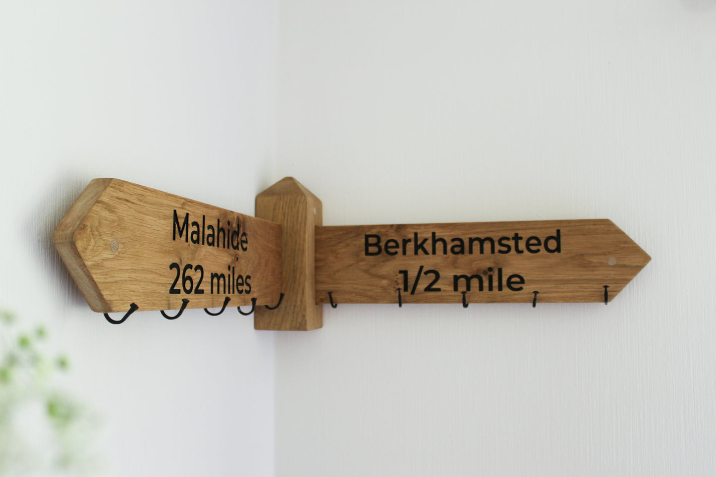 Personalised Oak Footpath Style Corner Coat Rack