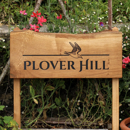 Engraved Live Edge Oak Sign with Posts