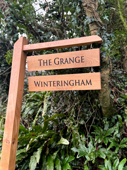 Engraved Two Tier Hanging Signpost