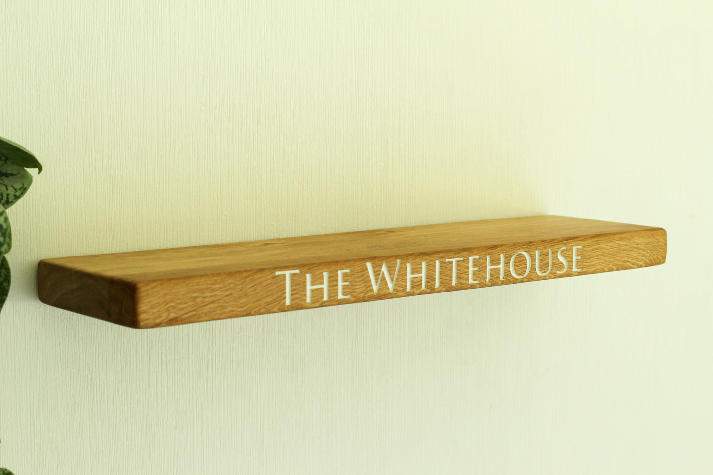 Personalised Engraved Floating Shelf made from Dartmoor Oak