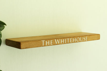 Personalised Engraved Floating Shelf made from Dartmoor Oak