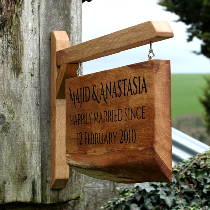 Live Edge Engraved Double Sided Swinging Sign