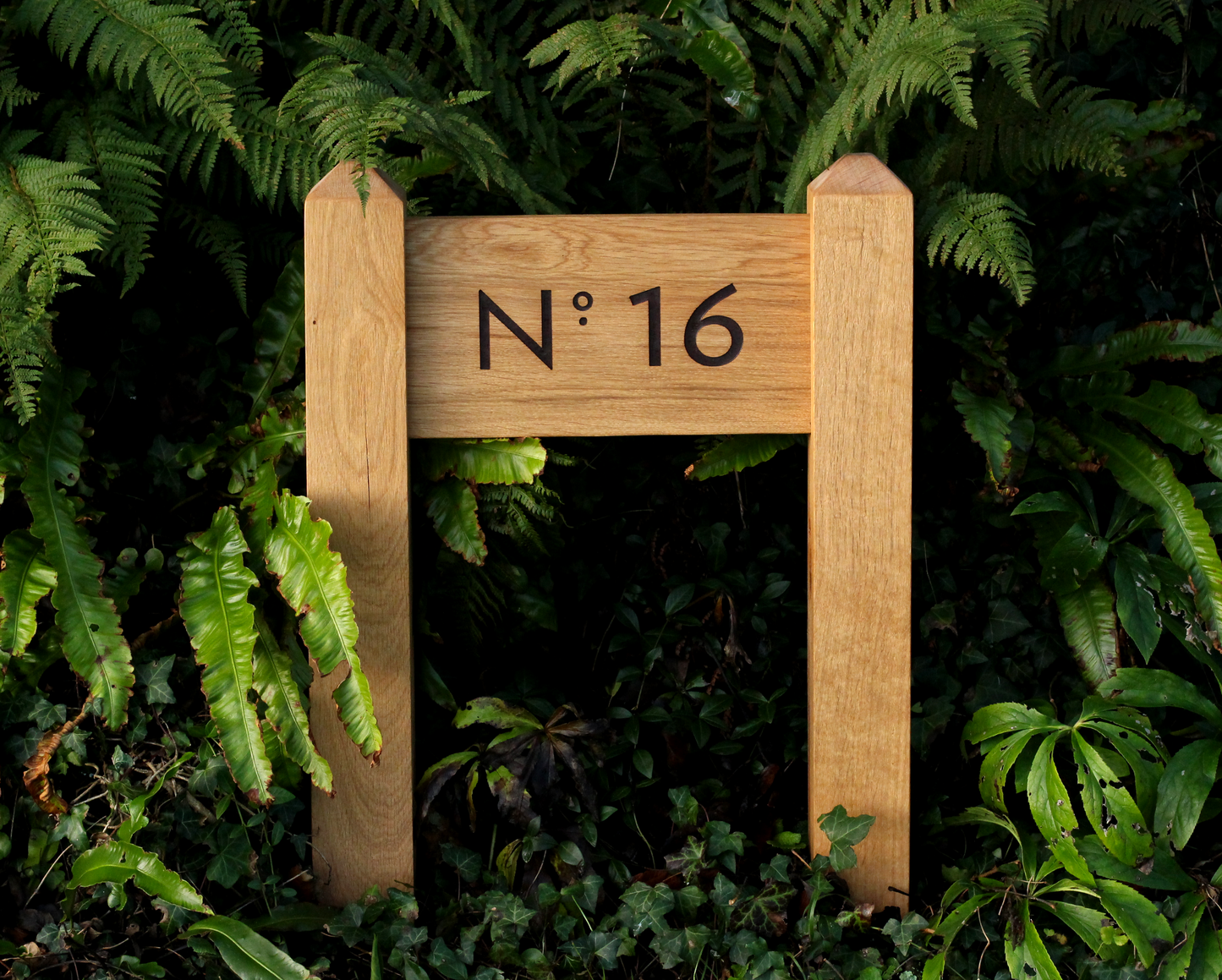 Bespoke Solid Oak Two Post Sign – Custom Font & Traditional Mortise Joinery