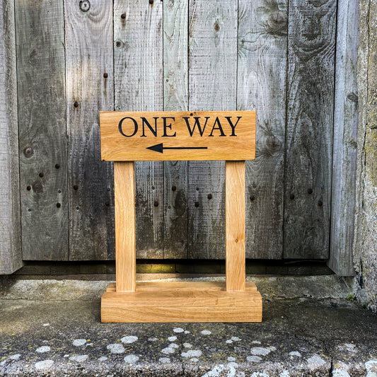 Portable Engraved Oak Sign