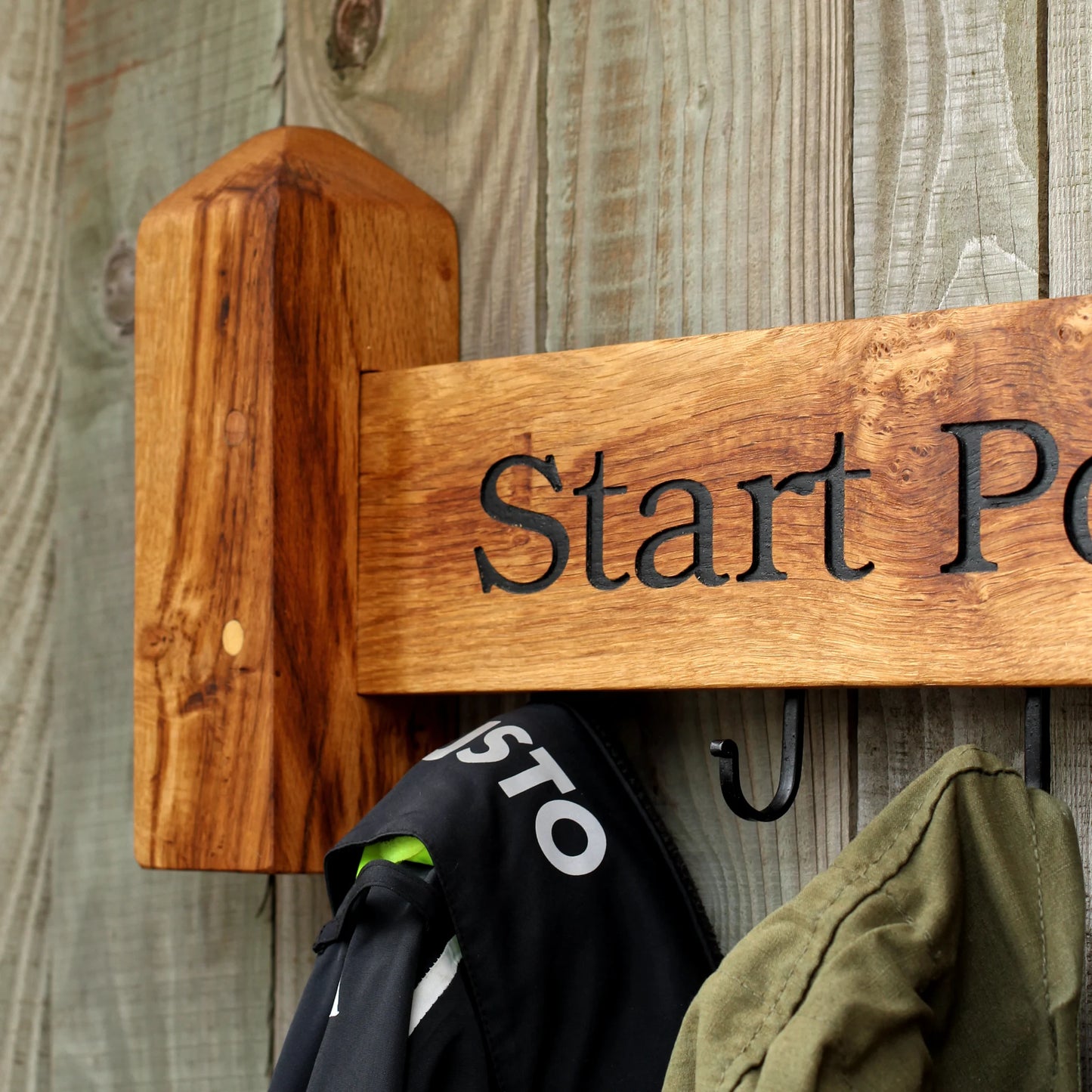 Engraved Wooden Coat Rack | Footpath style Coat Hanger