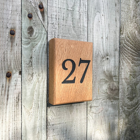 Engraved Wooden Number Plaque
