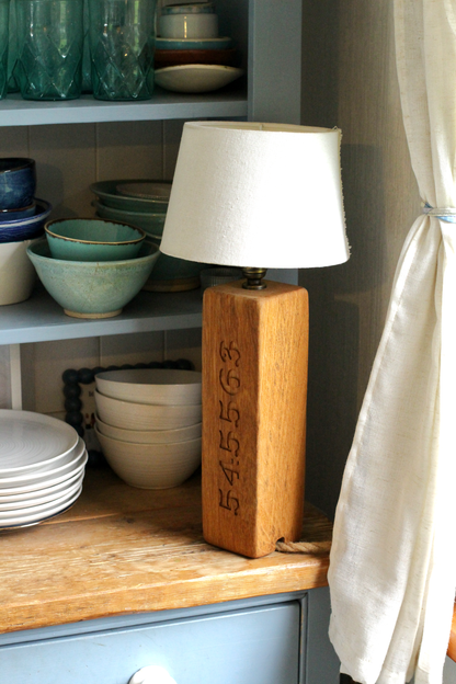 Personalised Wooden Engraved Lamp Base| with Lead and Bulb Holder