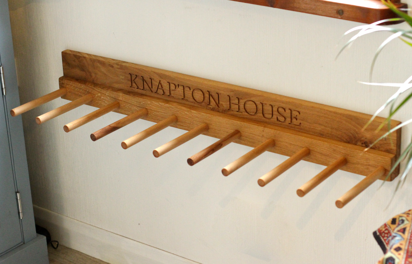 Wall - Mounted Wooden Engraved Boot and Welly Rack