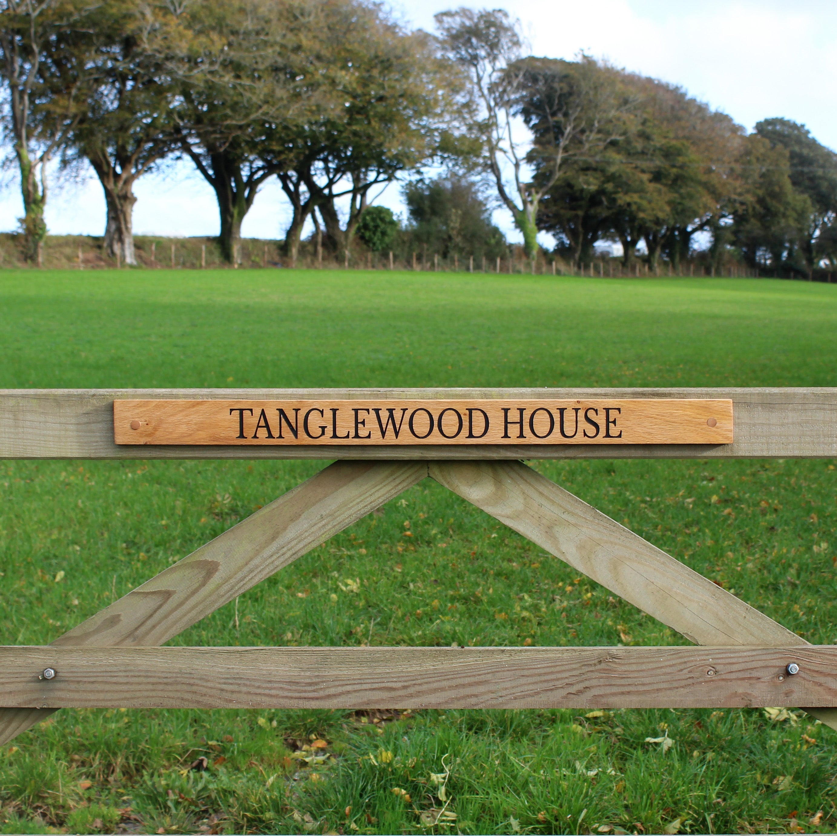 Classic Engraved Wooden Gate Sign | Grain Designs