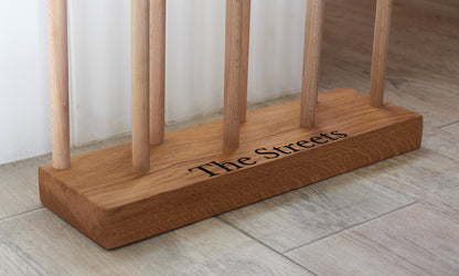 Wooden Engraved Boot and Welly Floor Rack | Family Shoe Holder