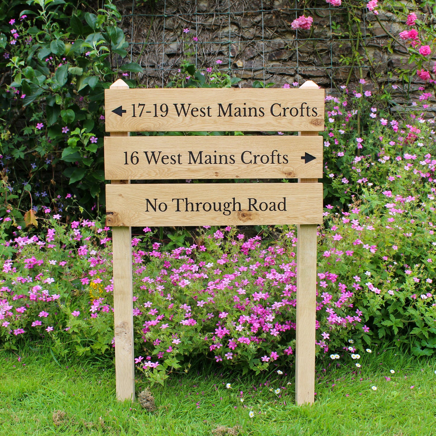 Ladder Tiered Wide Slatted Wooden Sign