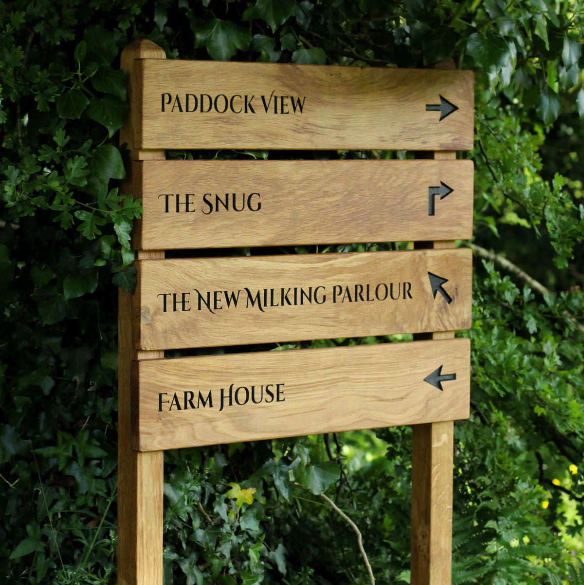 Ladder Tiered Wide Slatted Wooden Sign