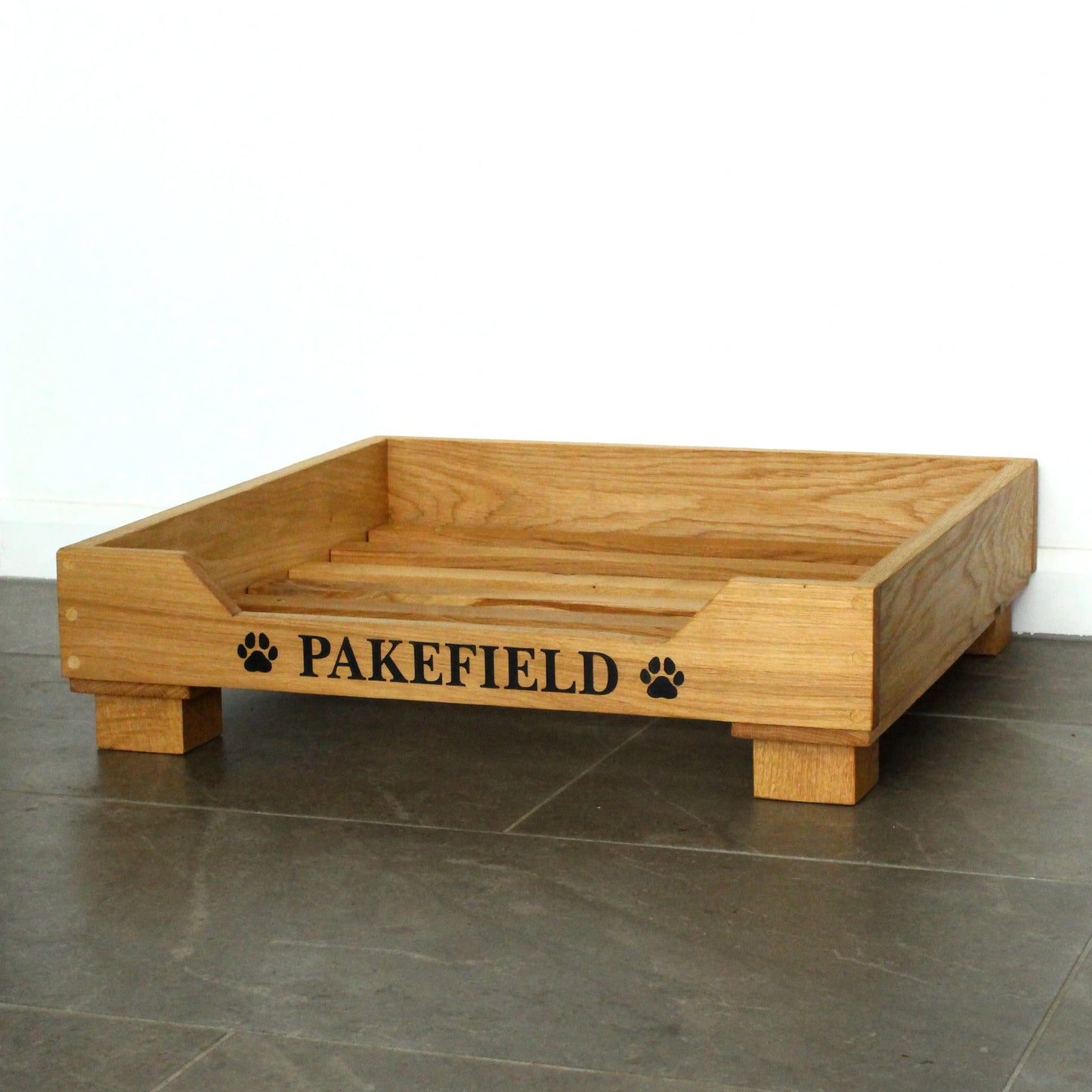 Solid Oak Engraved and Customised Dog Bed